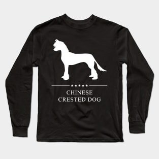 Chinese Crested Dog White Silhouette Long Sleeve T-Shirt